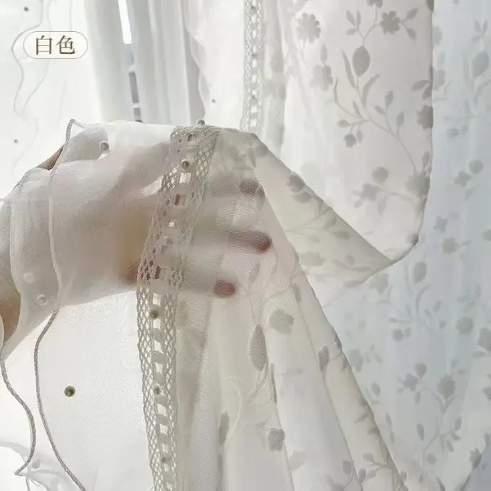 sheer, light-colored curtain – showcases fabric flow and elegance for romantic, airy interior spaces